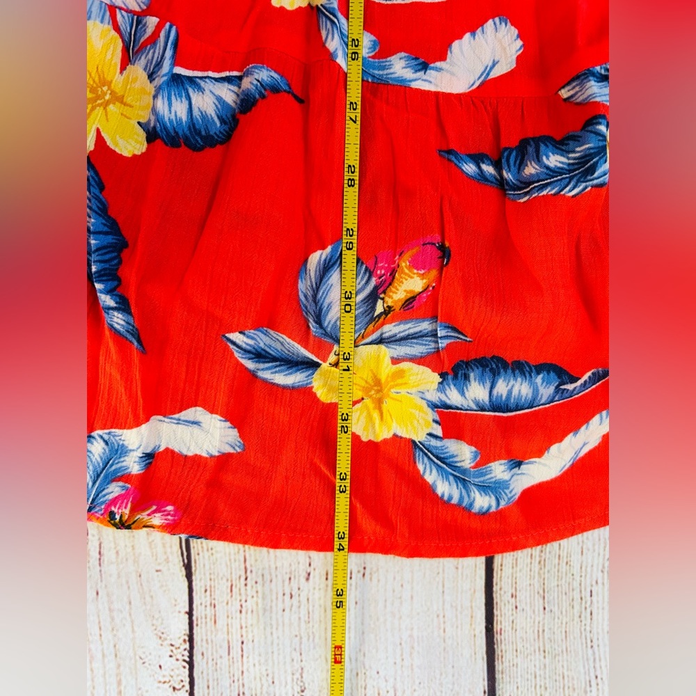 Old Navy Women’s Tropical Floral Peasant Tasseled 3/4 Sleeve Mini Swing Dress M - Picture 8 of 11
